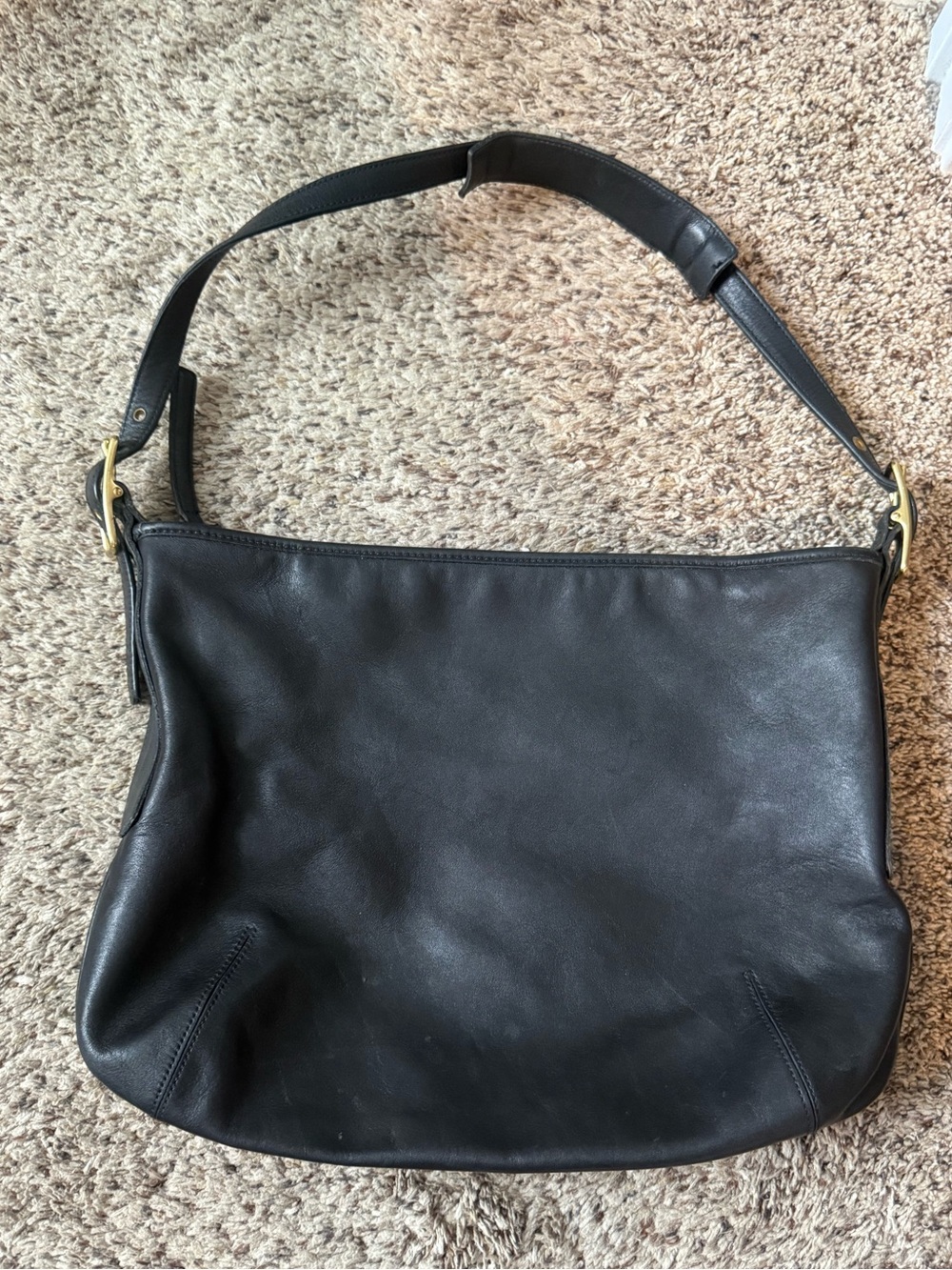 Vintage Coach 9213 Black Leather Shoulder Bag Authentic Used